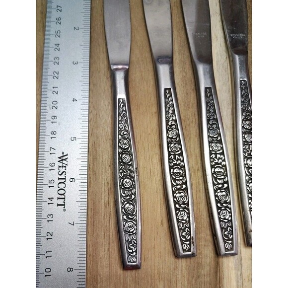 6 Dinner Knives Granada Rose Stainless Steel Flatware Silverware Japan - Picture 5 of 5